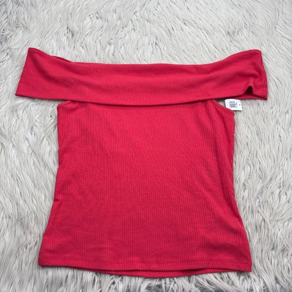 Old Navy Tops - NWT Old Navy Women's L Red Off-Shoulder Ribbed Top Retro Baddie Date Night